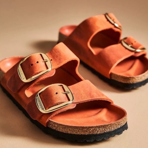 BIRKENSTOCK Arizona Big Buckle Nubuck Orange Sandals